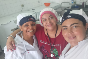 Visita às trabalhadoras de refeição escolar de Campinas da Empresa Base