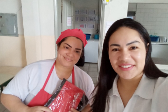 Visita às trabalhadoras de refeição escolar de Hortolândia