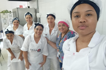 Visita às trabalhadoras de refeição escolar de Campinas da Empresa Base